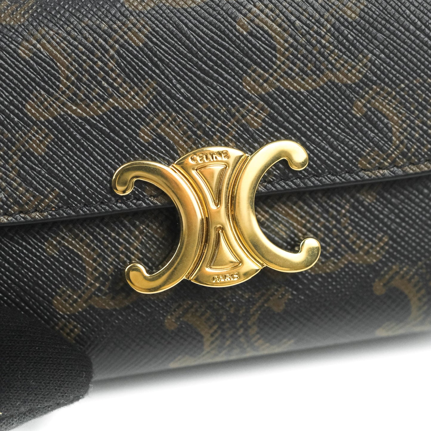 Celine Wallet In Triomphe Canvas Tan Lambskin