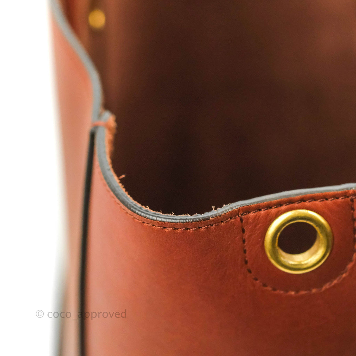 Celine Sangle Bucket Bag Calfskin Brick Red Gold Hardware