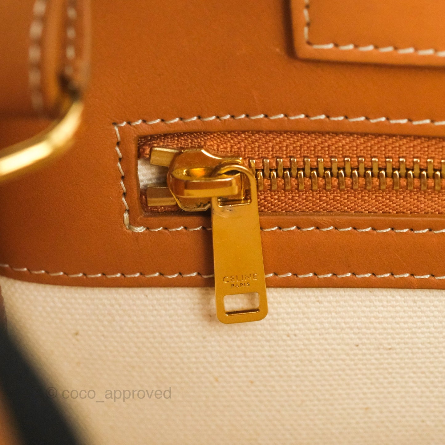 Celine Small Vertical Cabas Tote With Celine Print Natural/Tan