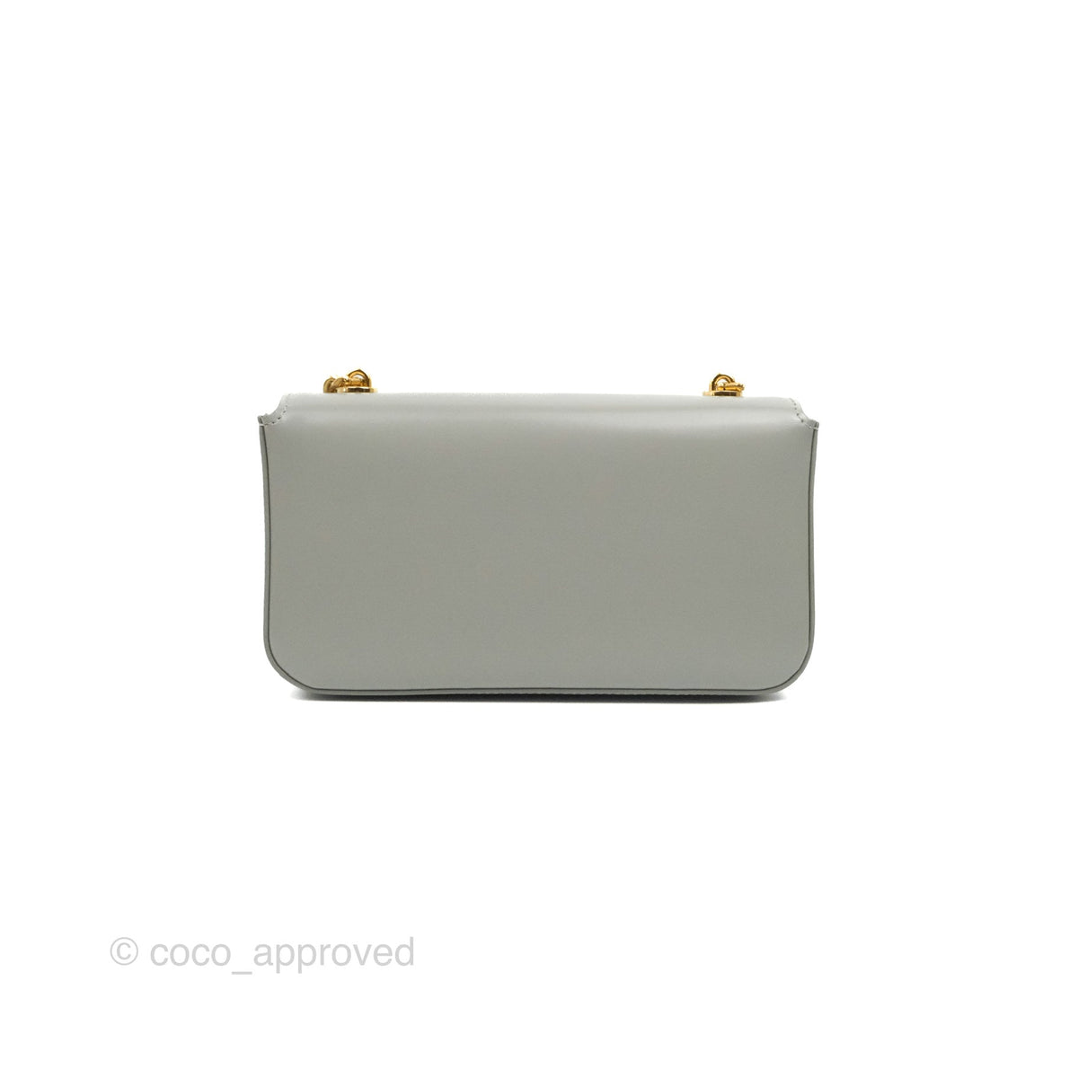 Celine Chain Shoulder Bag Pale Grey Shiny Calfskin
