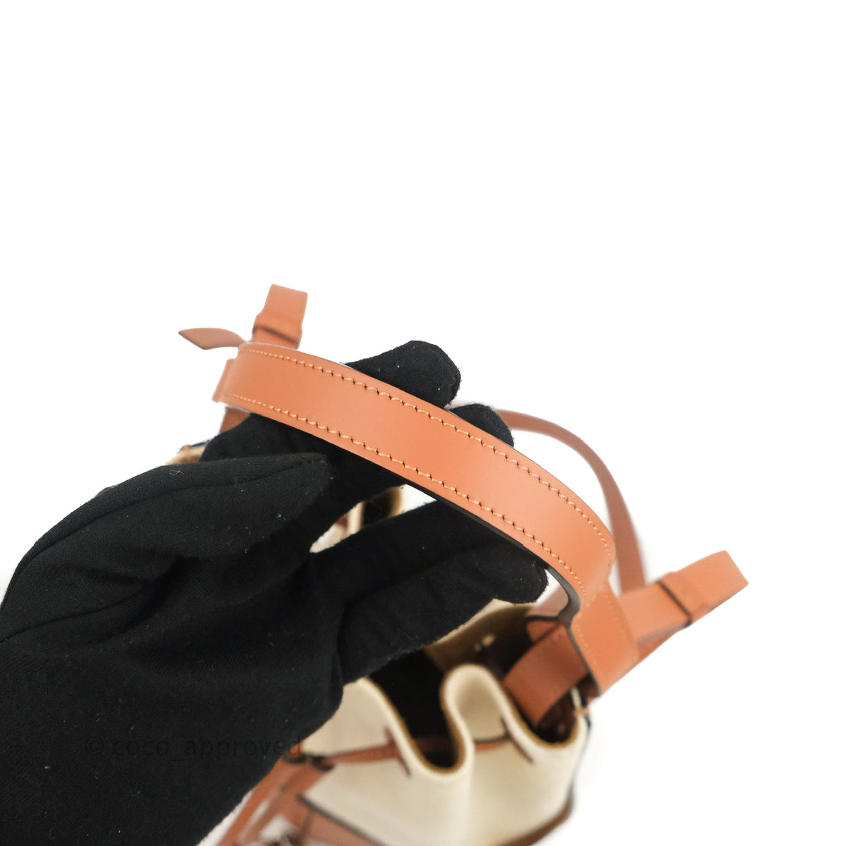 Loewe Small Balloon Bucket Bag Canvas Tan Calfskin