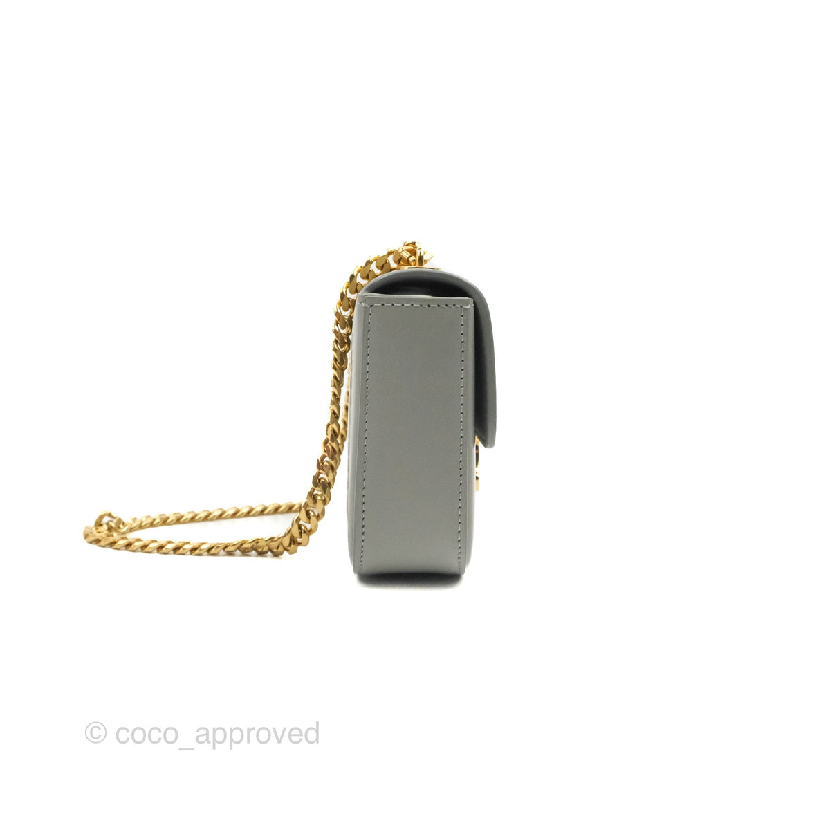 Celine Chain Shoulder Bag Pale Grey Shiny Calfskin