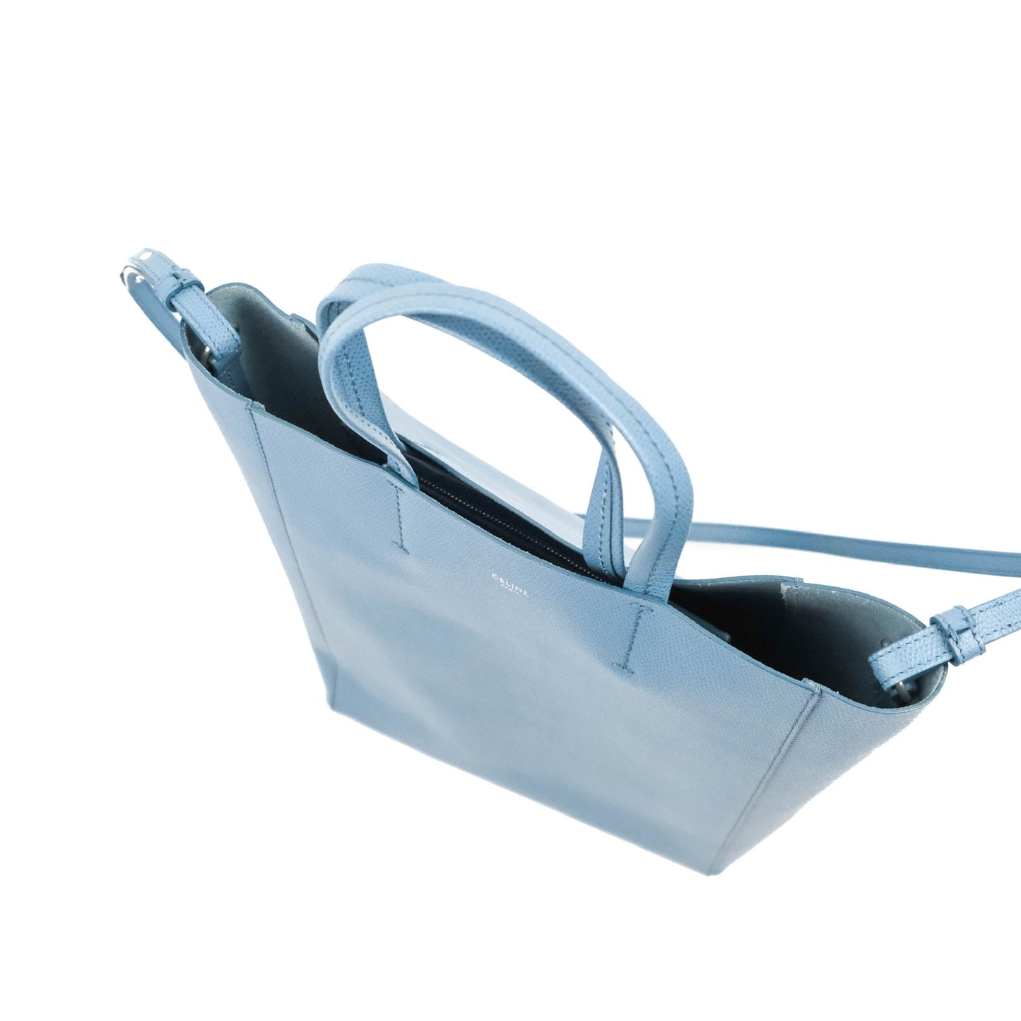 Celine Small Vertical Cabas Tote Grained Calfskin Blue Silver Hardware