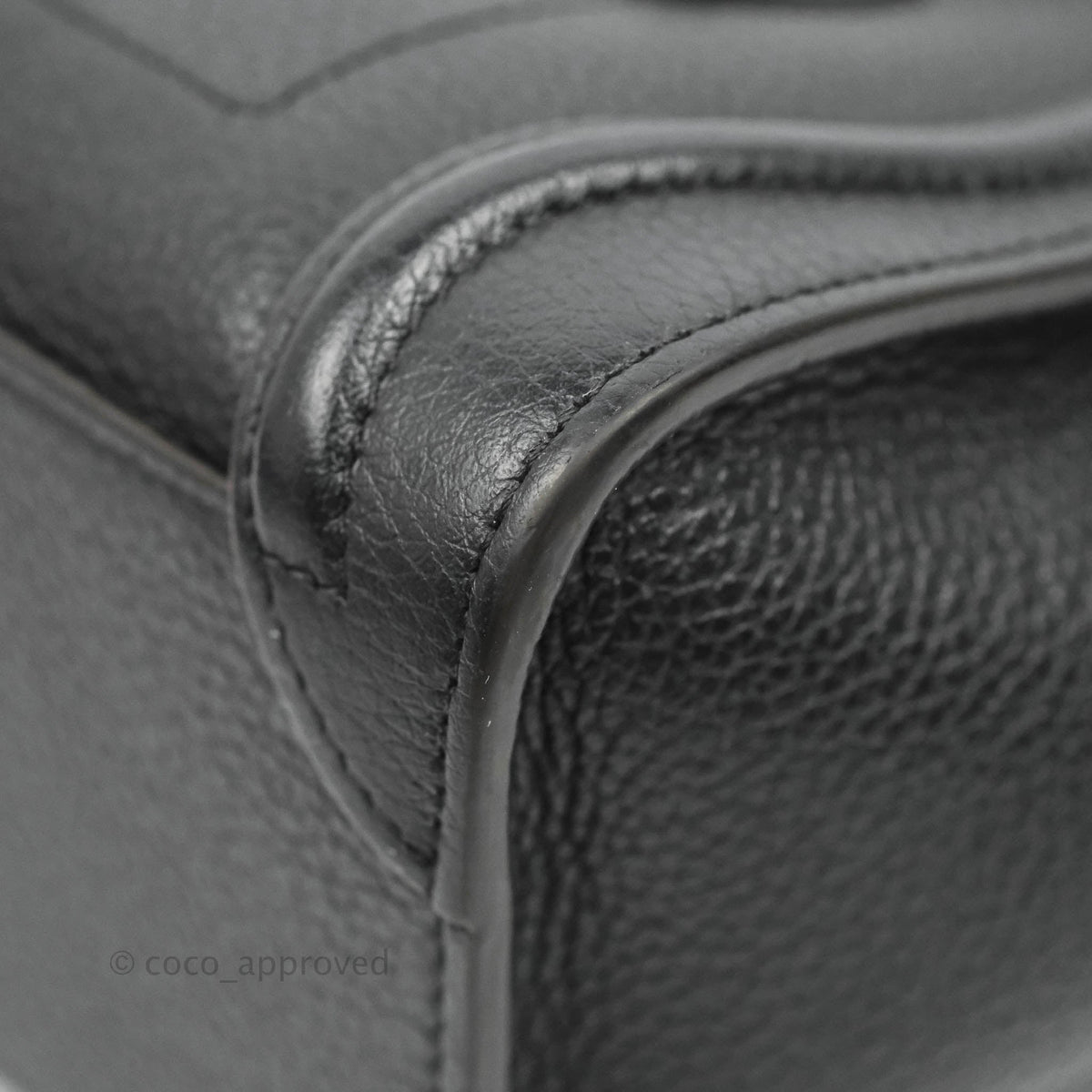 Celine Nano Luggage Black Drummed Calfskin Silver Hardware