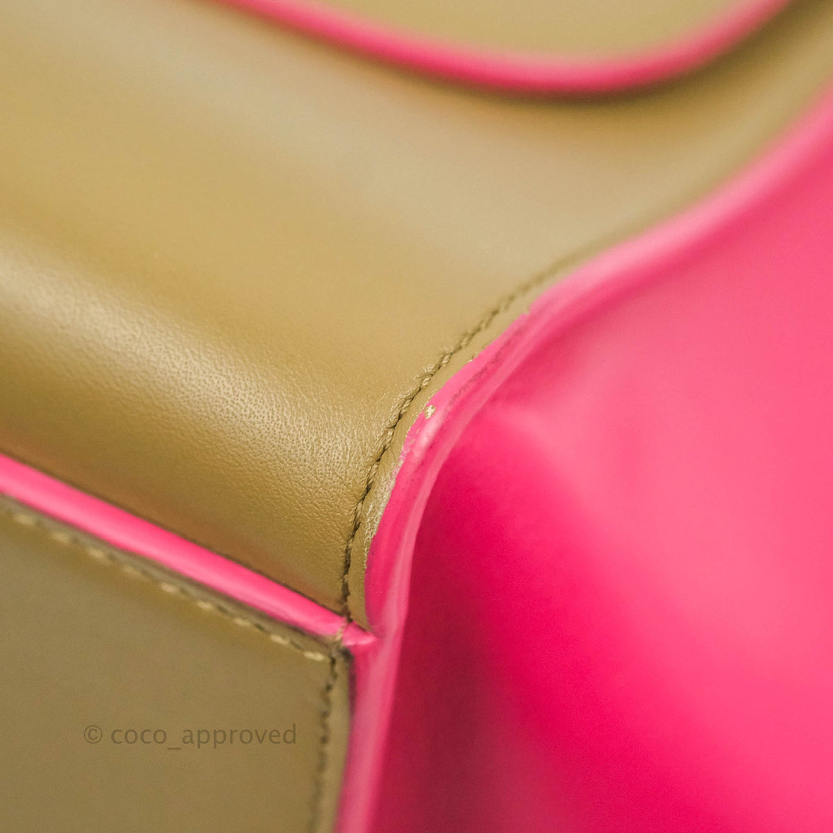 Celine Small Sleek Trapeze Beige Neon Pink Calfskin