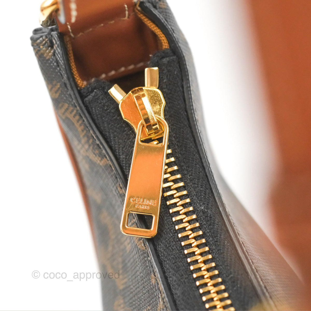 Celine Ava Bag In Triomphe Canvas Calfskin Tan