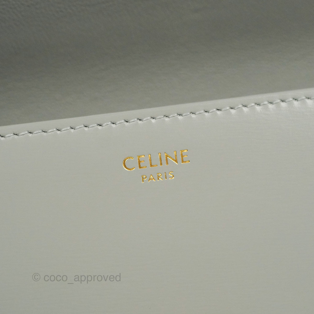 Celine Chain Shoulder Bag Pale Grey Shiny Calfskin