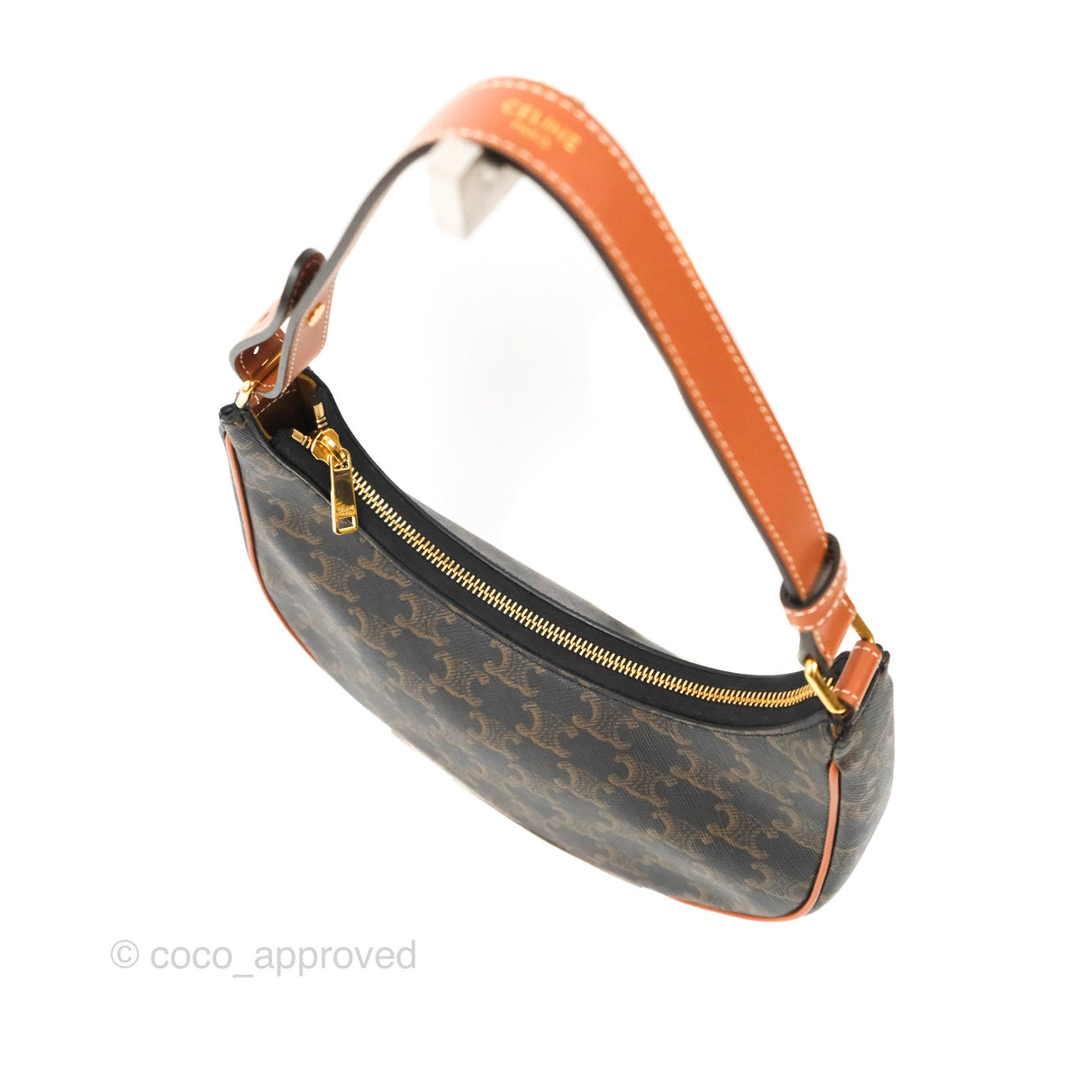 Celine Ava Bag In Triomphe Canvas Calfskin Tan