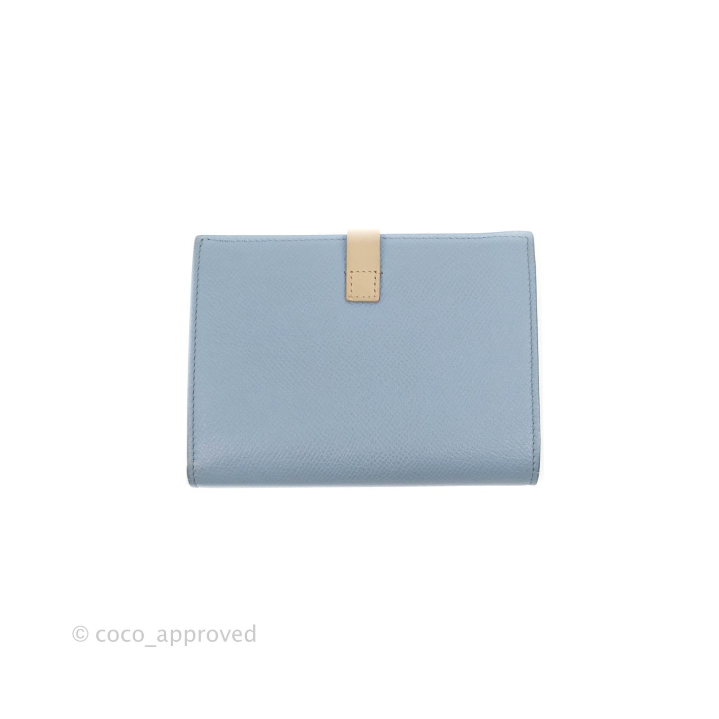 Celine Strap Medium Wallet Grained Leather Blue/Taupe