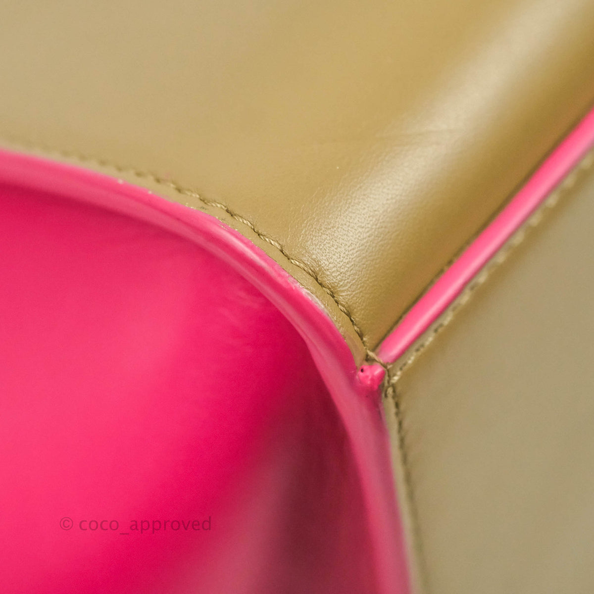 Celine Small Sleek Trapeze Beige Neon Pink Calfskin