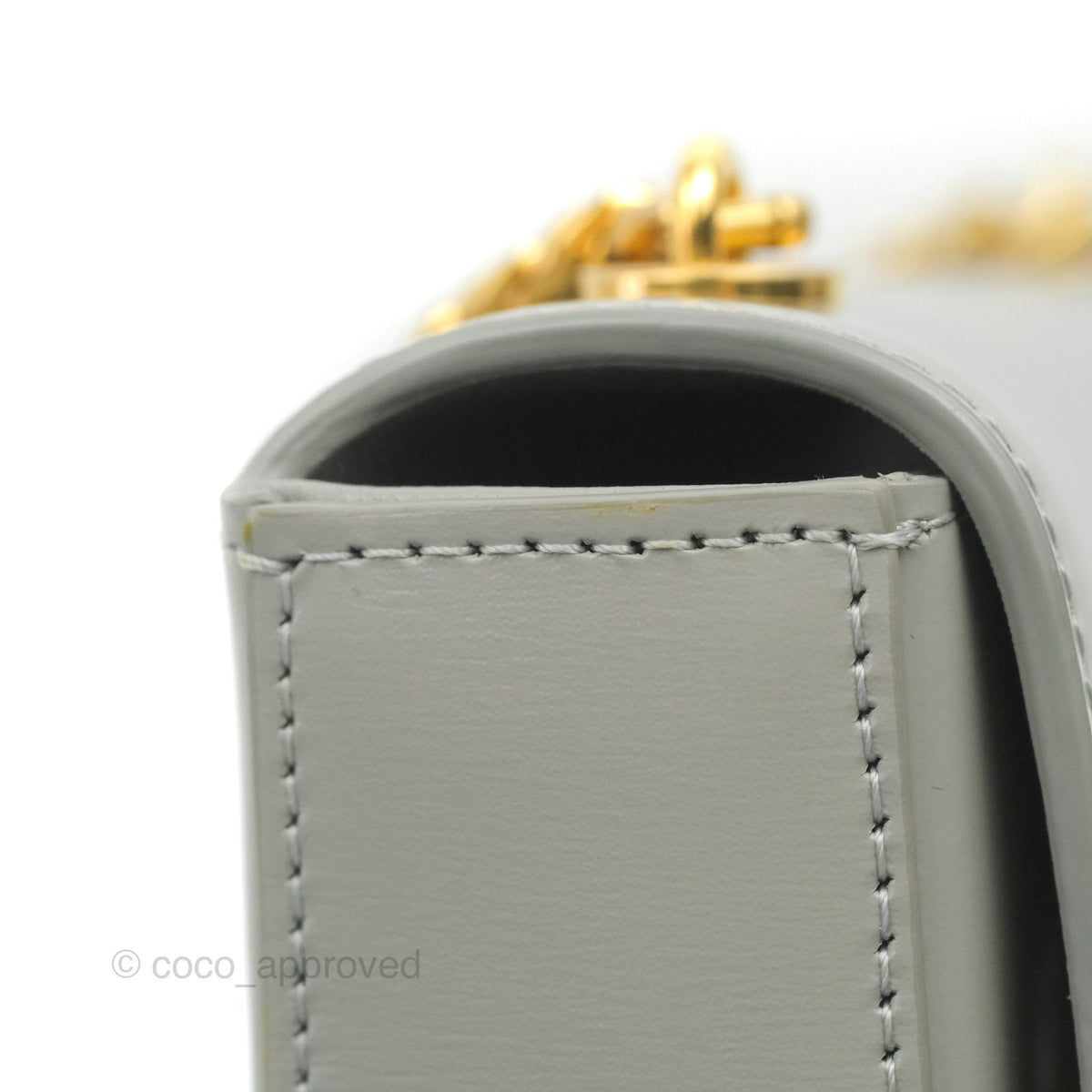 Celine Chain Shoulder Bag Pale Grey Shiny Calfskin