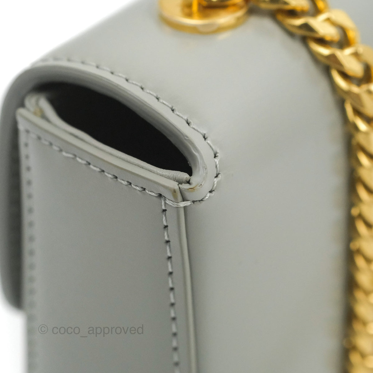 Celine Chain Shoulder Bag Pale Grey Shiny Calfskin