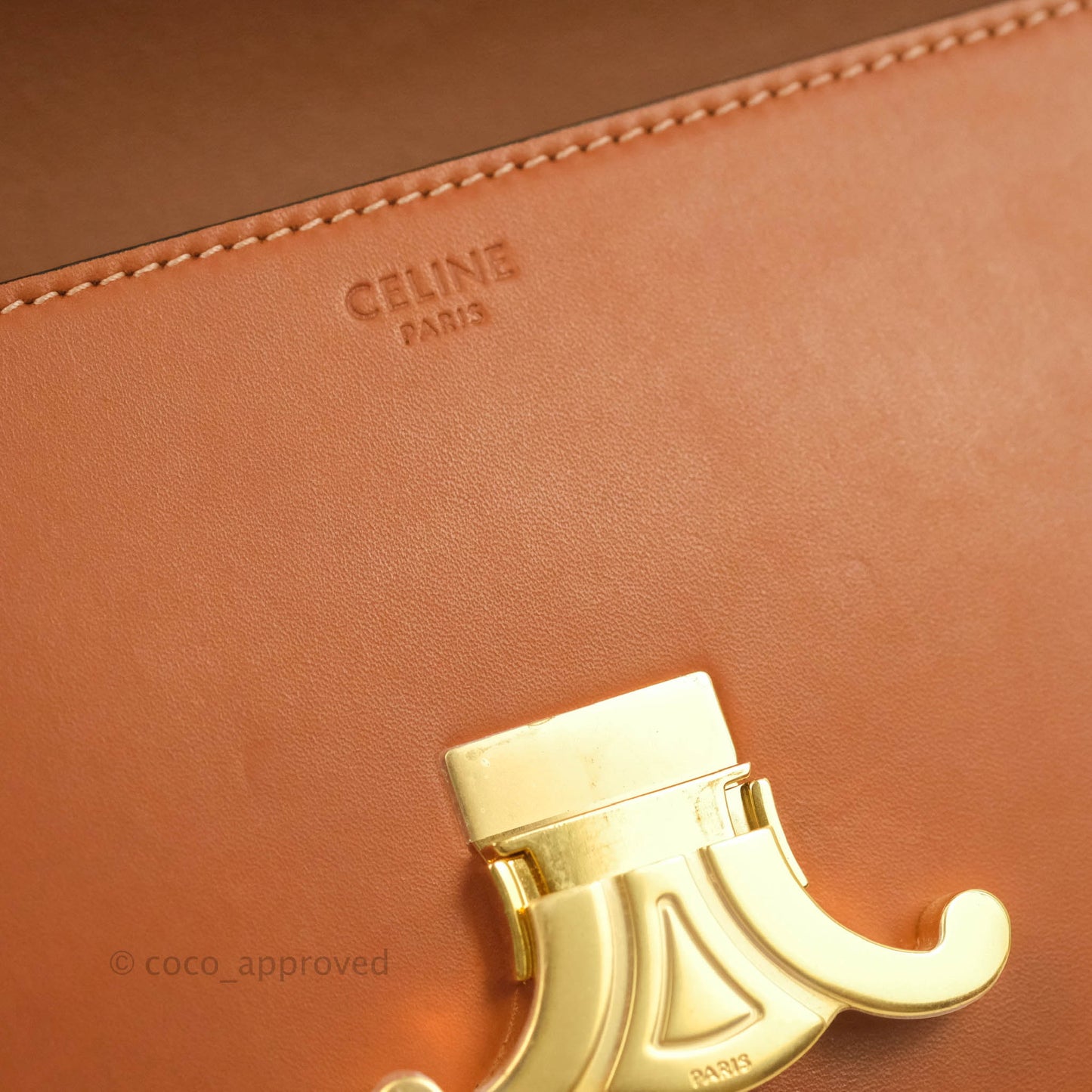 Celine Triomphe Shoulder Bag Tan Calfskin