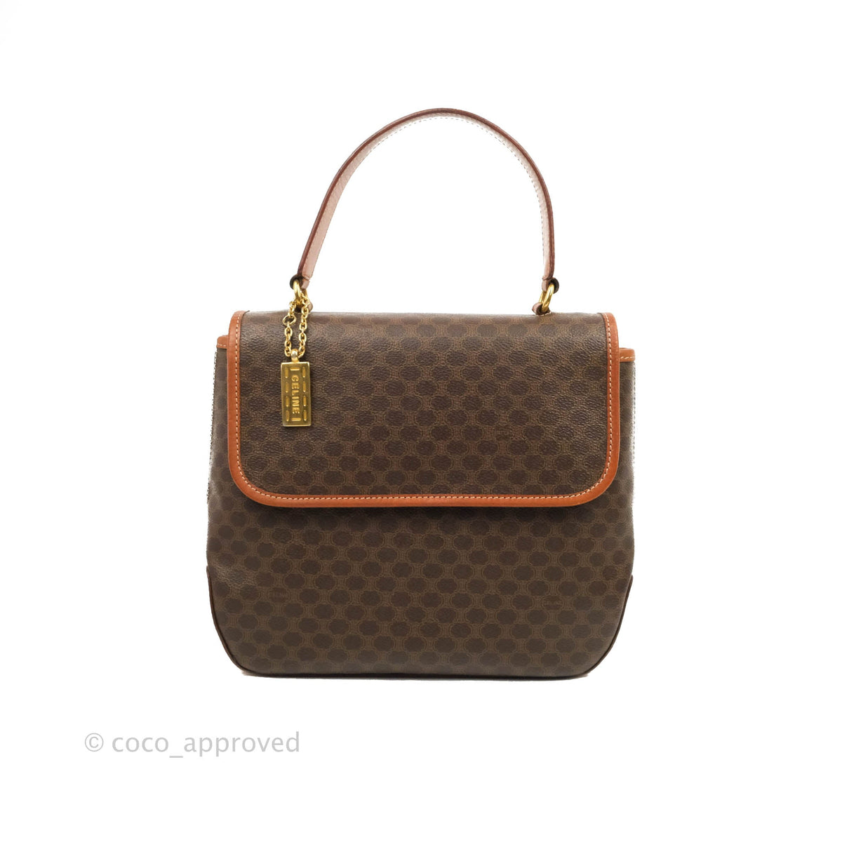 Celine Vintage Brown Canvas Top Handle Bag