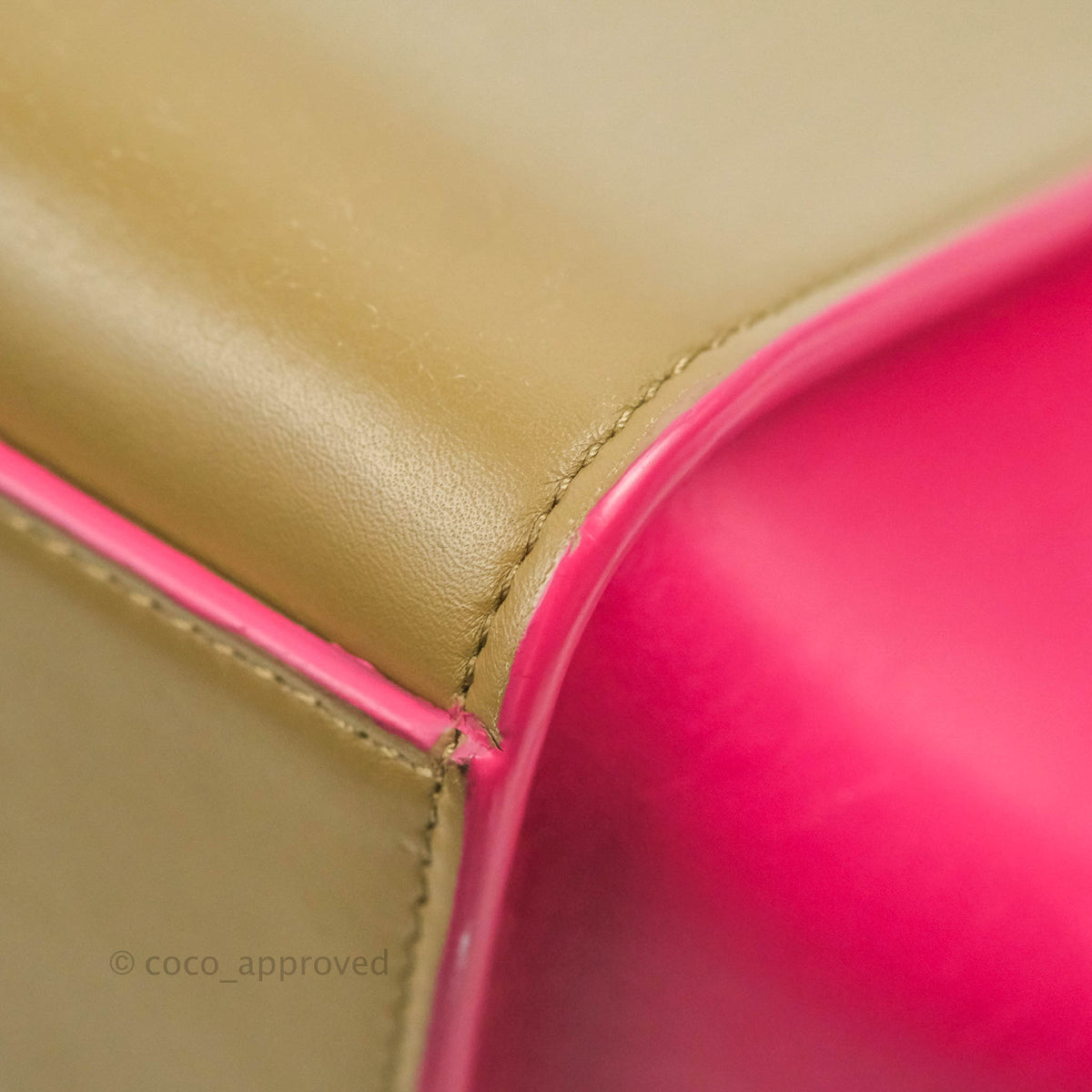 Celine Small Sleek Trapeze Beige Neon Pink Calfskin