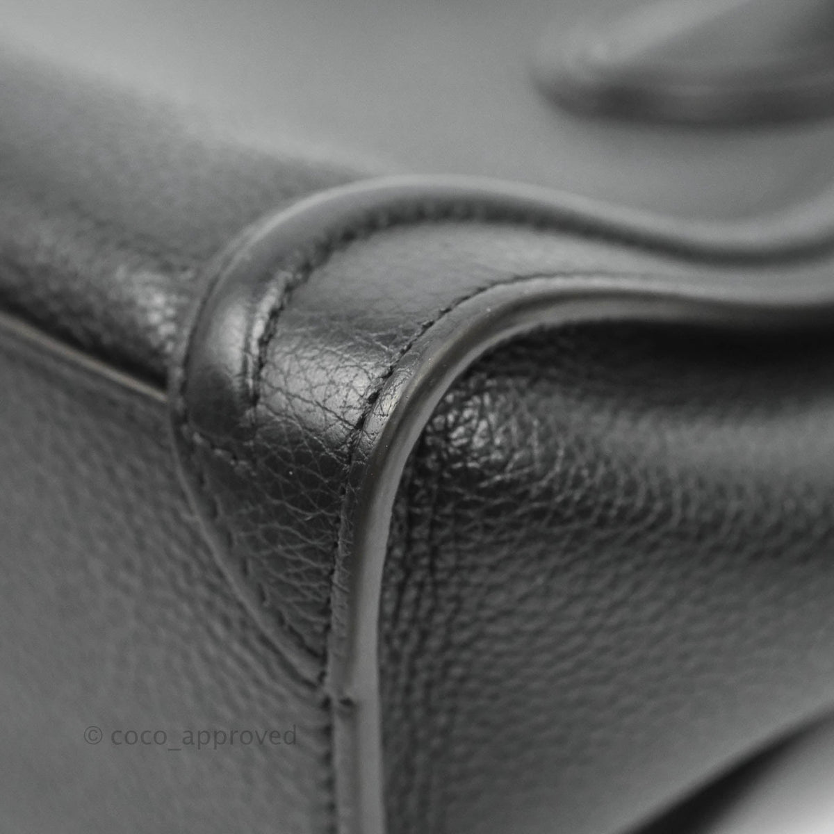 Celine Nano Luggage Black Drummed Calfskin Silver Hardware