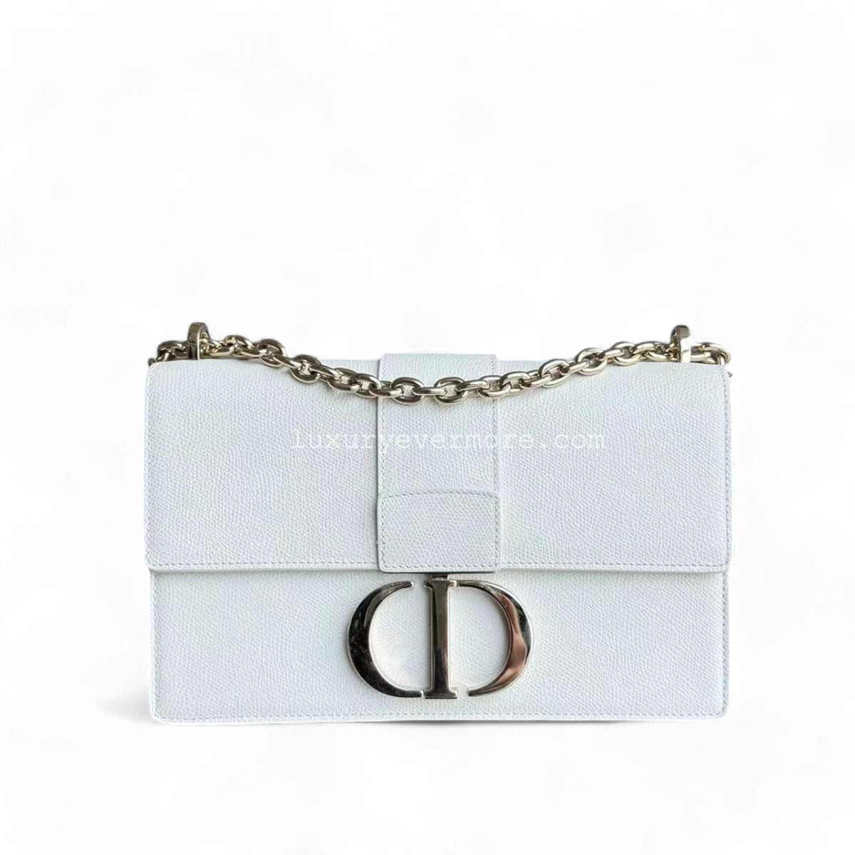 30 Montaigne East West Grained Calfskin Cream White Golden Hardware