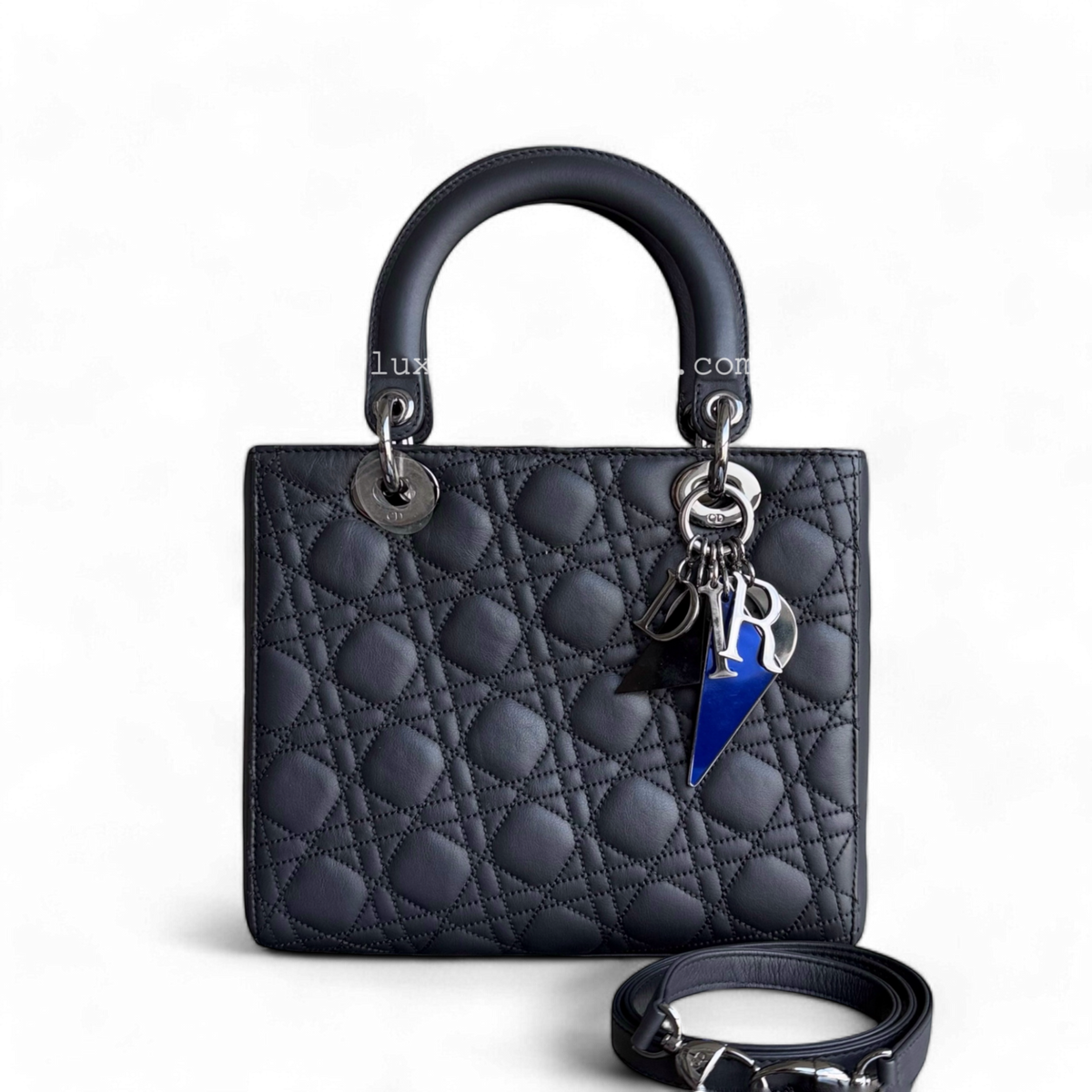 Dior Lady Medium - Limited Edition Black Anselm Reyle Calfskin Black Silver Hardware