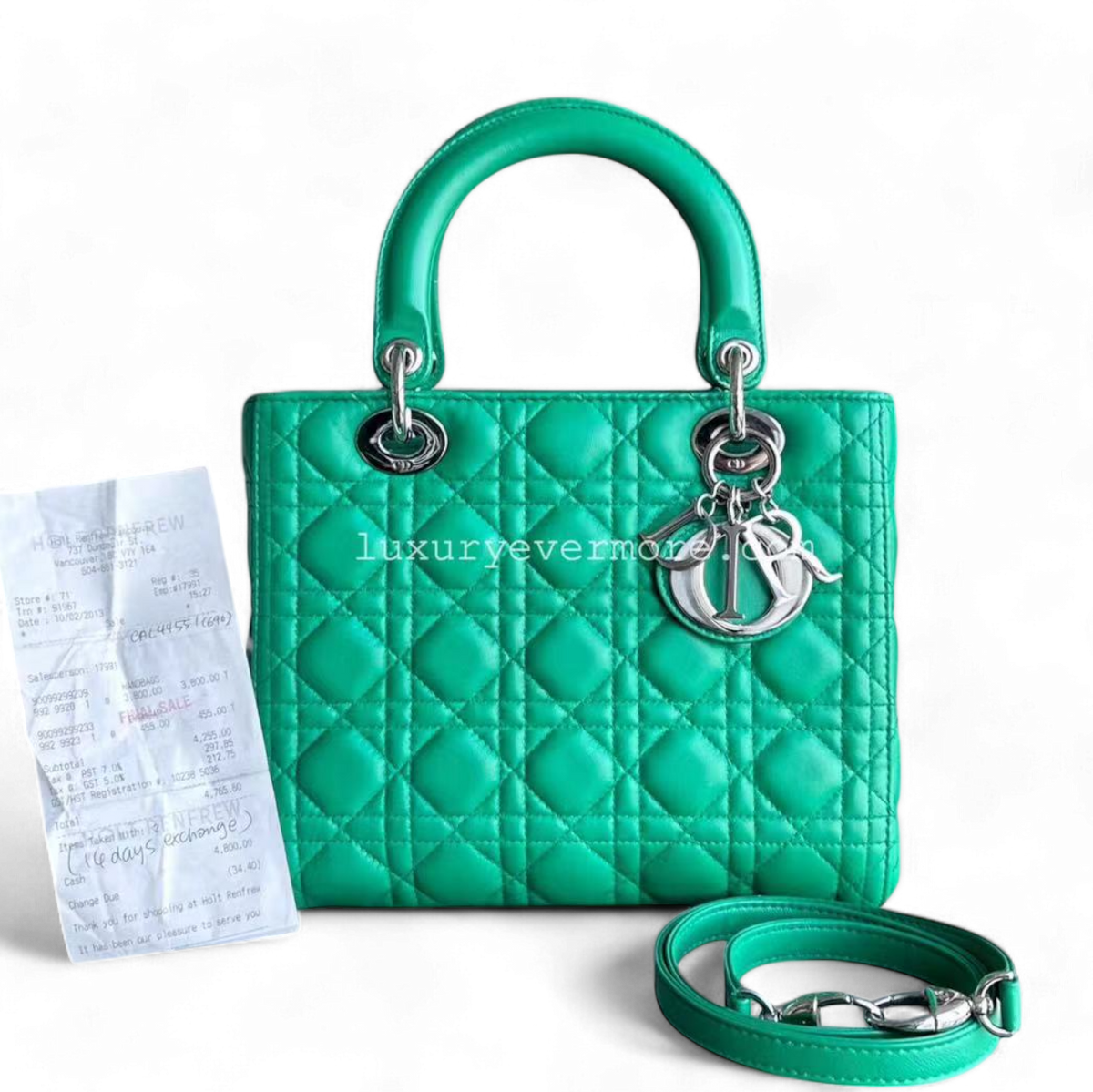 *Receipt* Lady Small Cannage Lambskin Green Silver Hardware