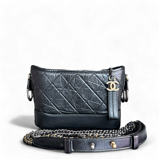Chanel Gabrielle Small - Quilted Calfskin Black Gold Hardware Series 27