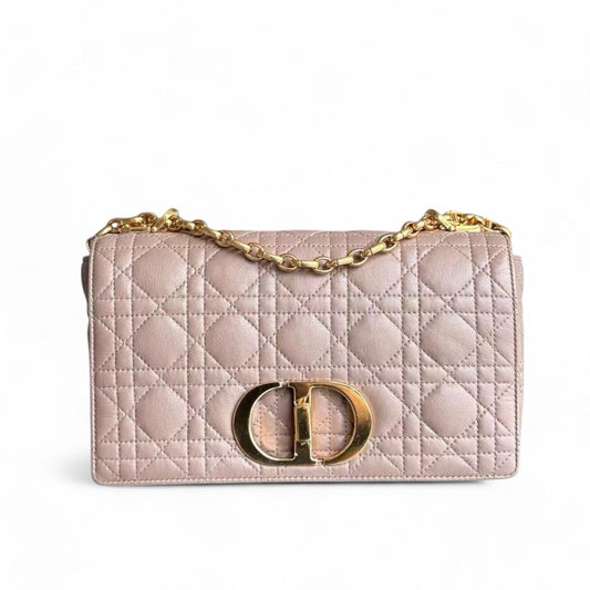 Dior Caro Medium - 25CM Cannage Calfskin Milktea Blush Gold Hardware