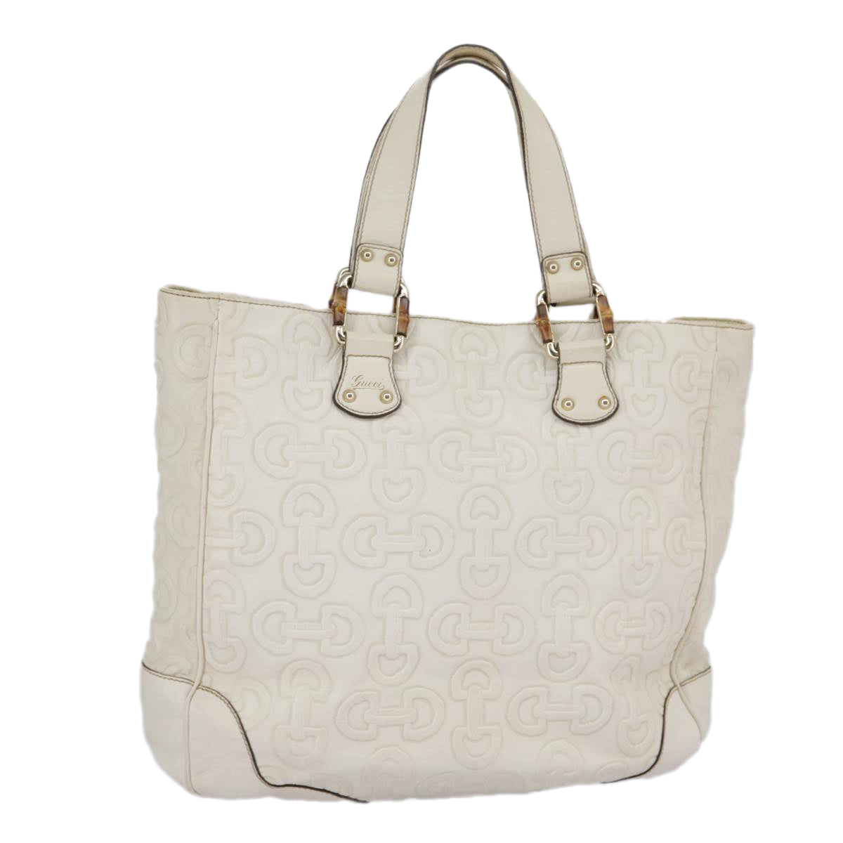 Gucci Bamboo White Leather Tote Bag ()