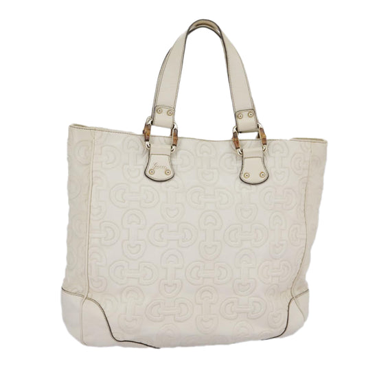 Gucci Bamboo White Leather Tote Bag ()