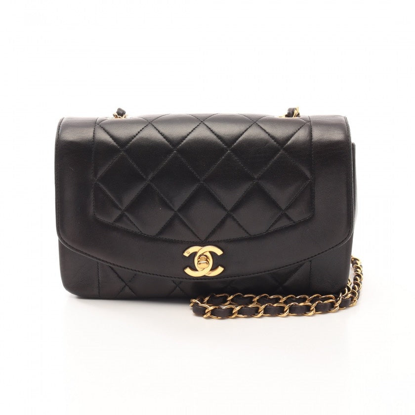 Chanel Diana Flap Crossbody Lambskin Leather Bag,Black