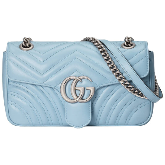 Gucci marmont blue leather handbag