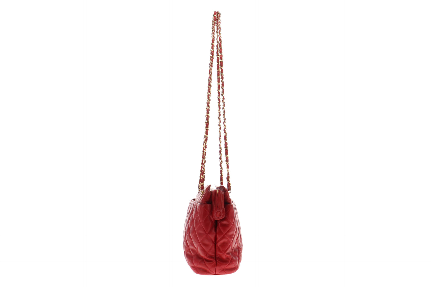 Chanel Vintage Red Lambskin Quilted Shoulder Bag 1989/91