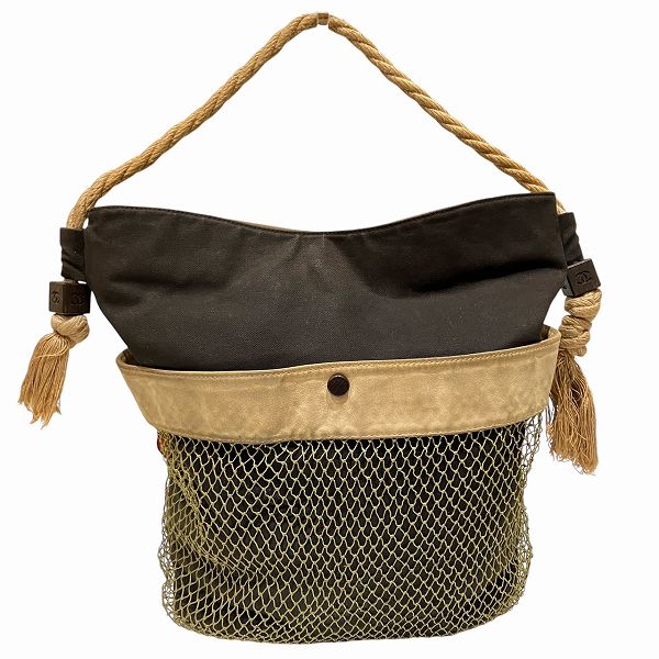 Chanel Fishnet Canvas Leather Shoulder Bag
