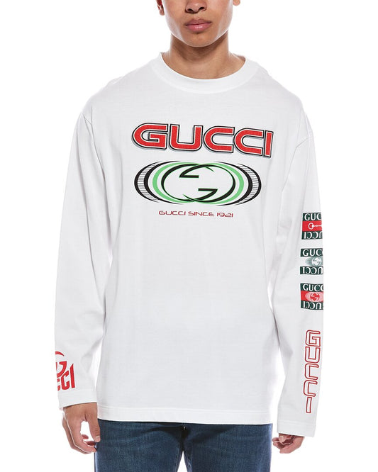 Gucci Logo Print Jersey T-Shirt Regular XL White