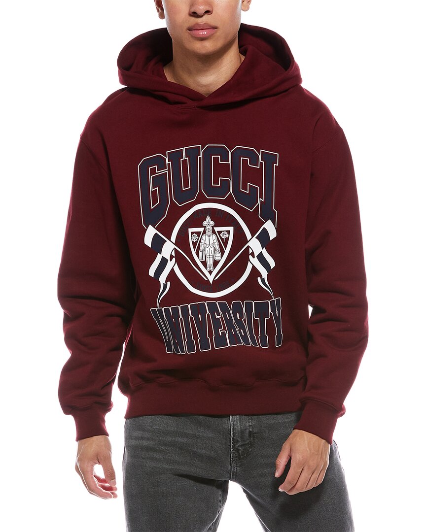 Gucci Jersey Printed Hooded Sweatshirt Regular XL Red