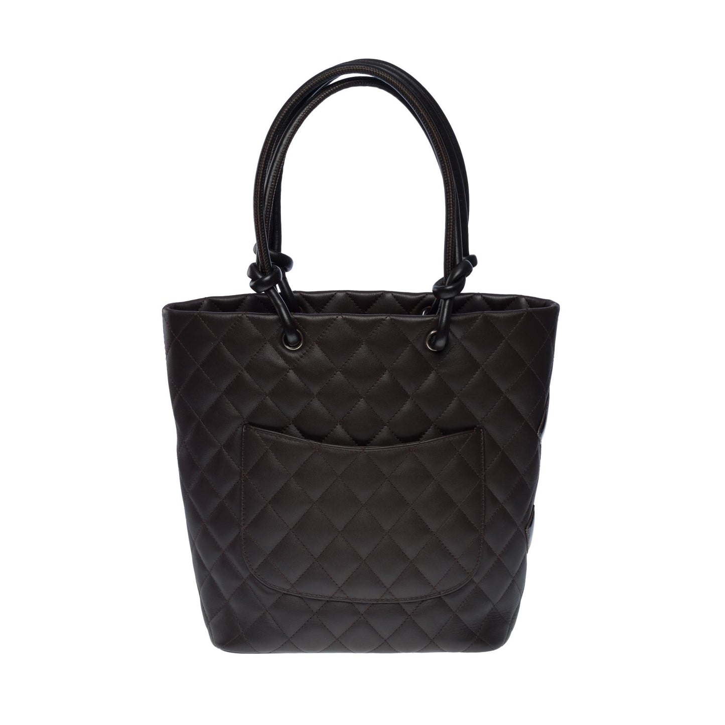 CHANEL Gorgeous Cambon Tote bag in brown quilted lambskin leather, SHW