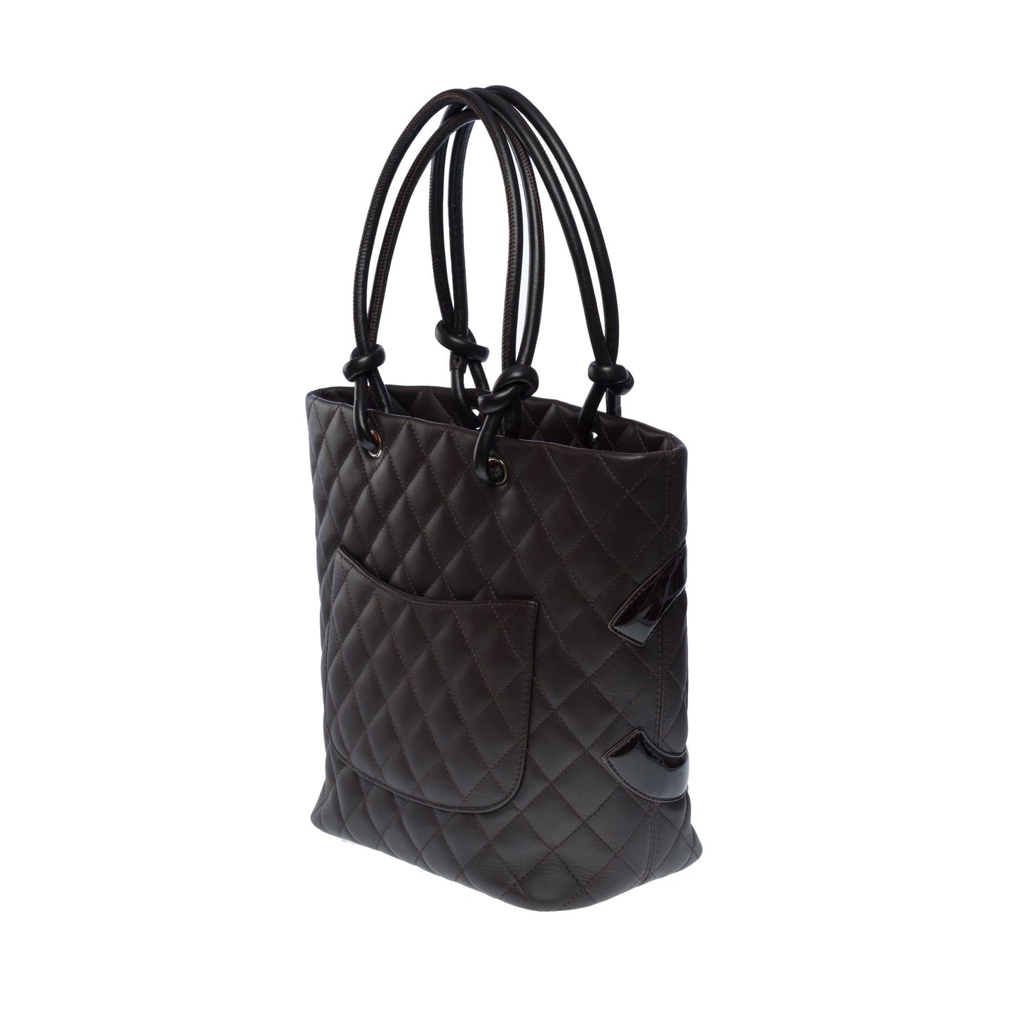 Top Quality Chanel Gorgeous Cambon Tote bag in brown quilted lambskin leather, SHW