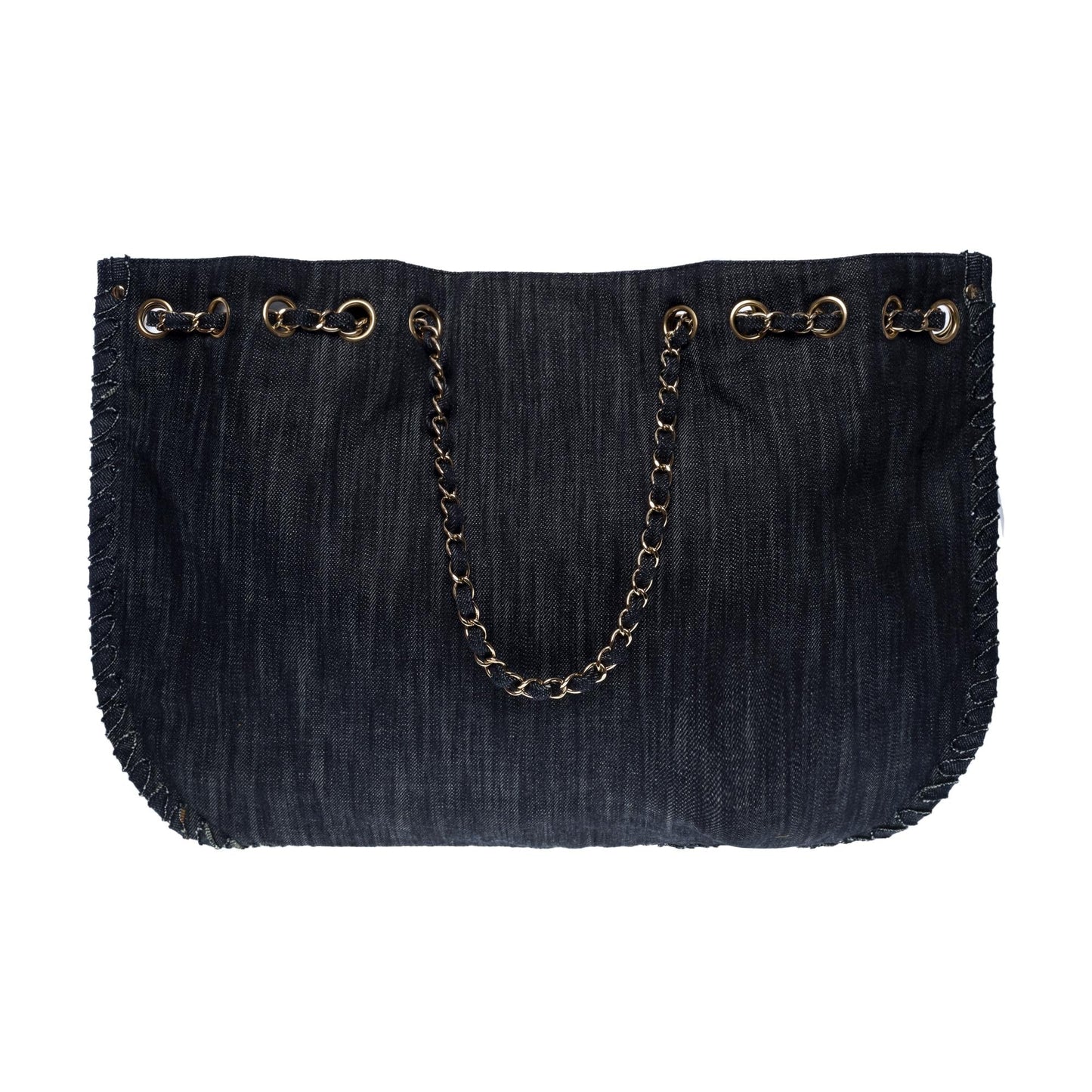 Top Quality Chanel Collector "Airplane Rainbow" Tote bag in Blue Denim, SHW