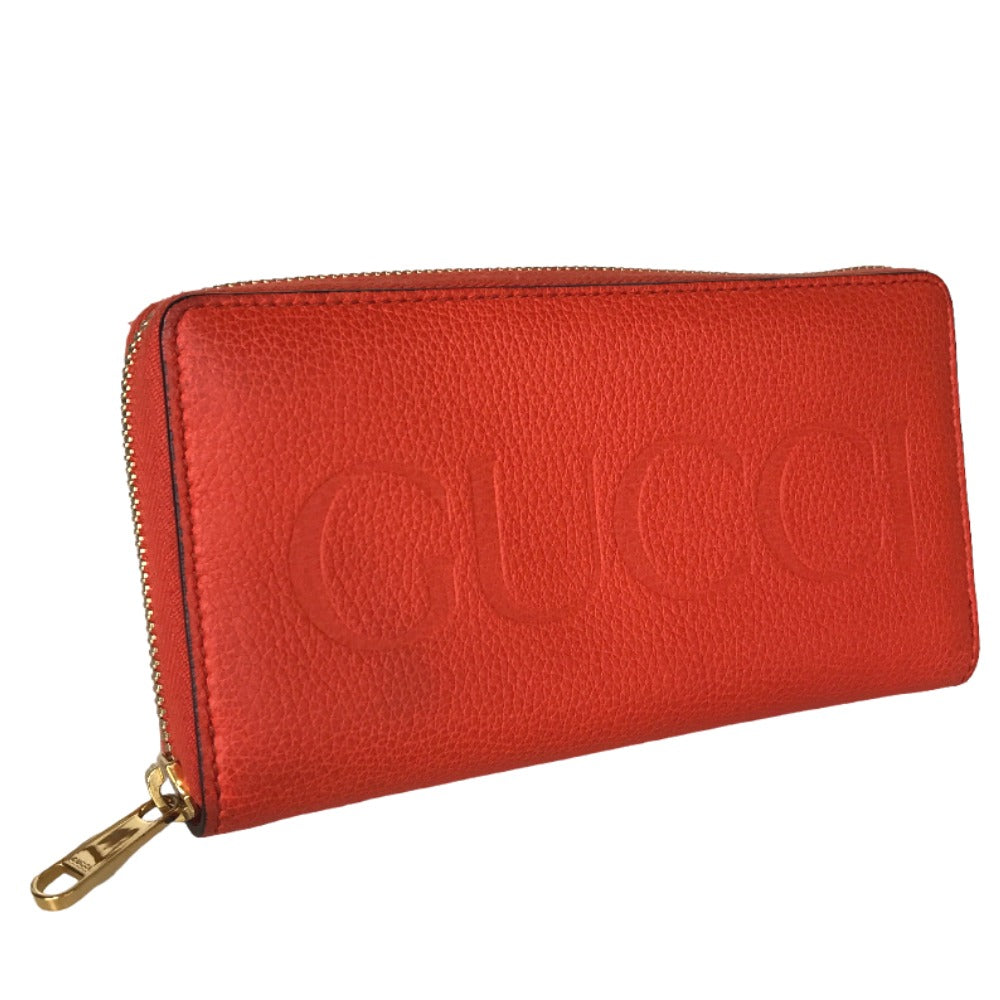GUCCI Long Wallet Purse 658691 525040 leather Orange Round zip Embossed logo mens(Unisex) Used