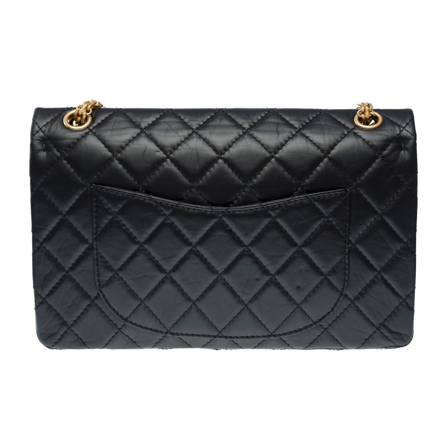 CHANEL Lucky Charms 2.55 double flap shoulder bag in black quilted leather, AGHW