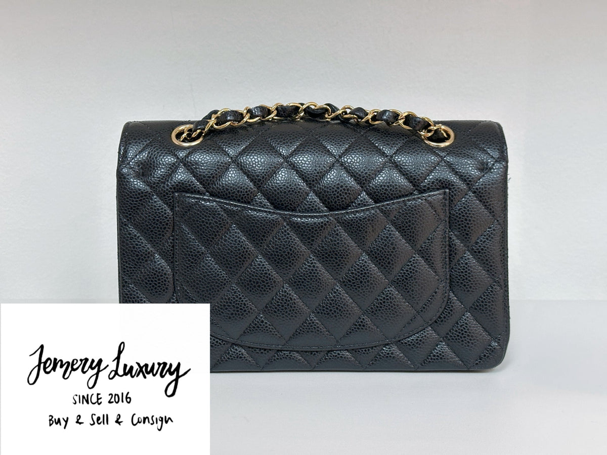 Chanel Small Classic Quilted Caviar Double Flap Bag Black