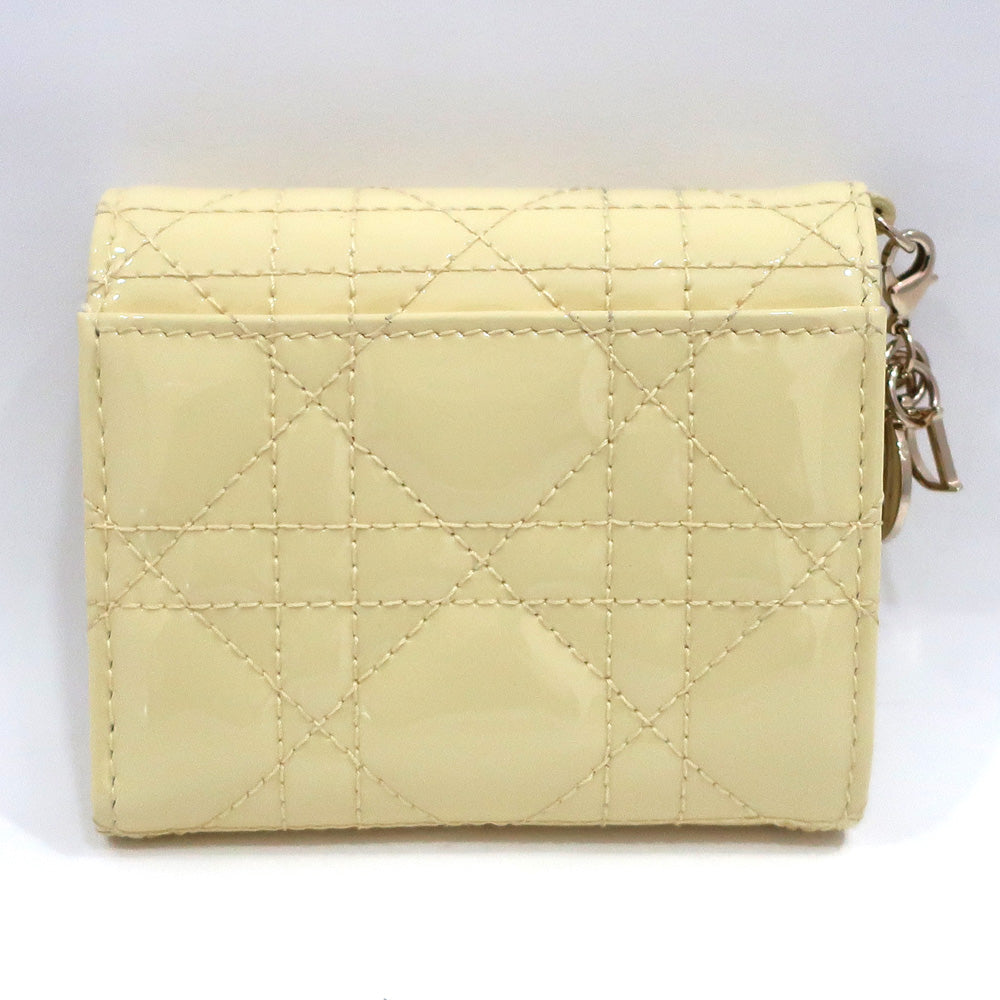 Dior  Dior Three Fold Wallet Lotus Wallet S0181 OVRB M26Y Patent Leather Lady Light Yellow/GD Gold   Women Dress   Bag Box