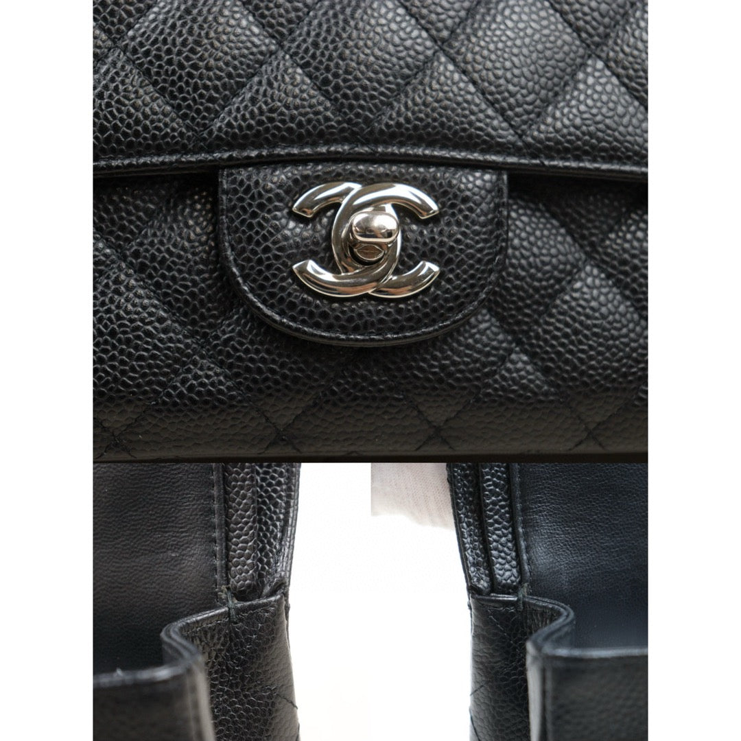 Very Good ( Rank A) ｜ CHANEL Caviar Skin Matrasse Double Flap 25 Shoulder Bag Black Made In 2009-2010 Year  ｜W24120604