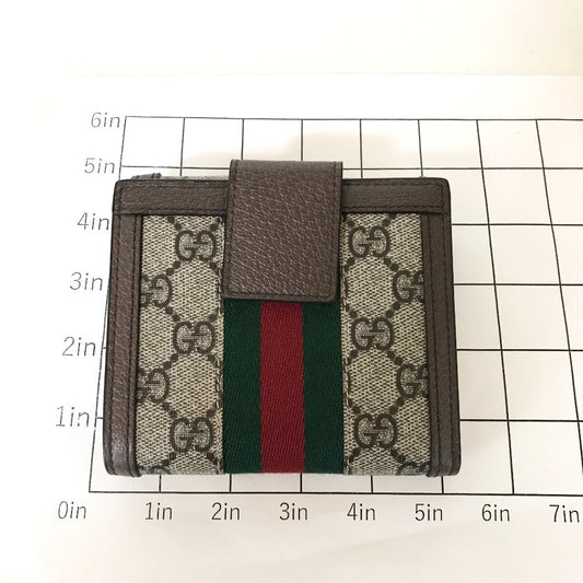 GUCCI Tri-fold wallet 523173 2149 GG Supreme Canvas beige Compact wallet Offidia Sherry Line Women Secondhand