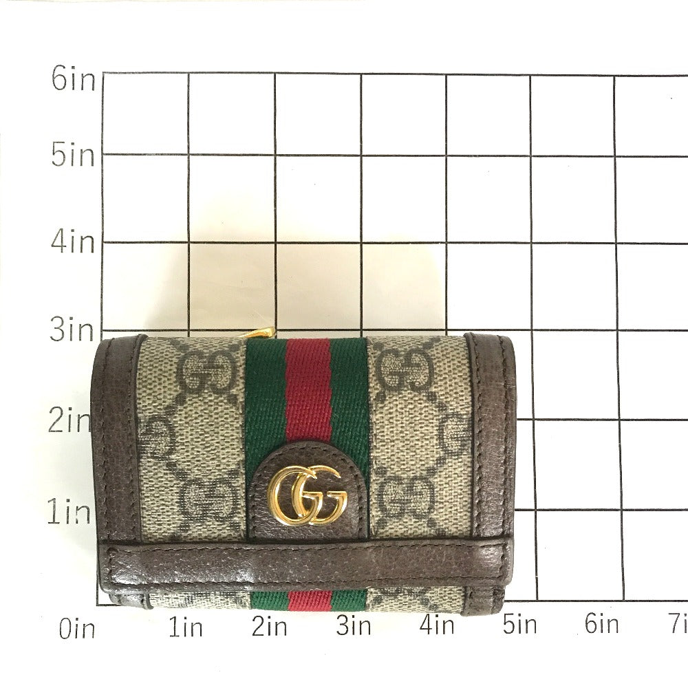GUCCI Tri-fold wallet 644334 534563 GG Supreme Canvas Beige brown Compact wallet Ofidia Women(Unisex) Used