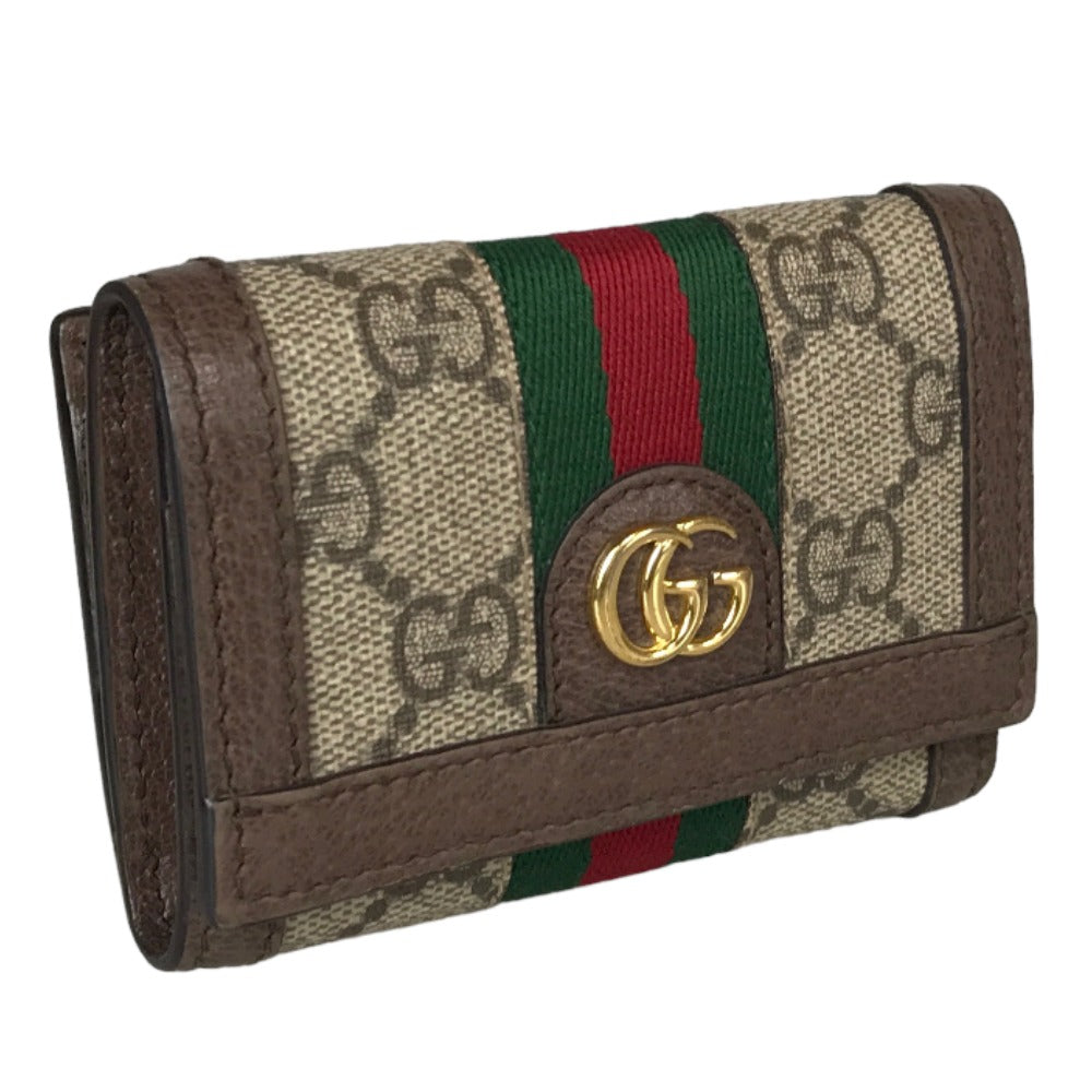 GUCCI Tri-fold wallet 644334 534563 GG Supreme Canvas Beige brown Compact wallet Ofidia Women(Unisex) Used