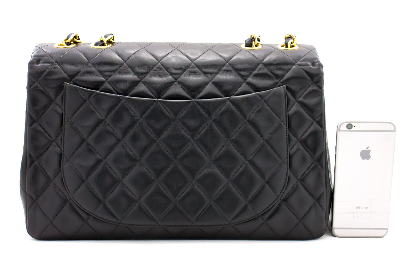 Top Quality Chanel Jumbo 13" Maxi 2.55 New Chain Shoulder Bag Black Lambskin