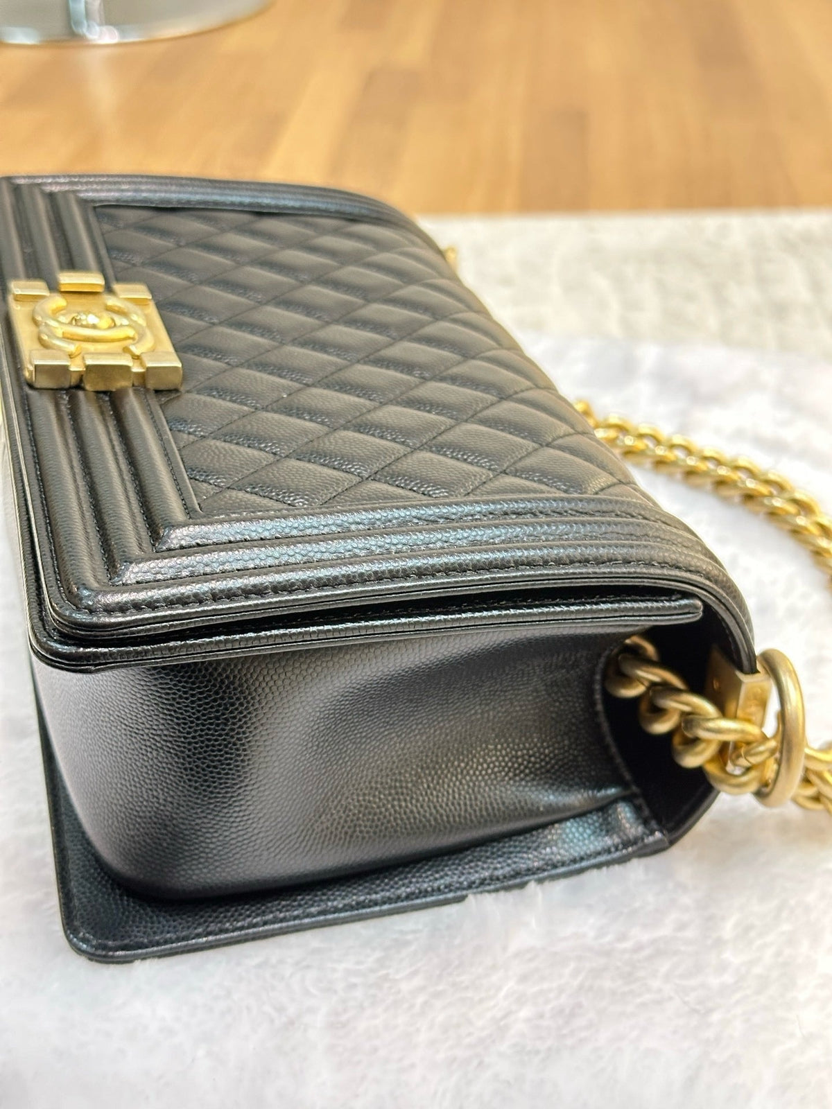 Chanel Medium Caviar Boy Bag Black GHW 27 holo card