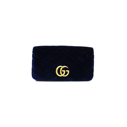 Gucci marmont blue velvet handbag