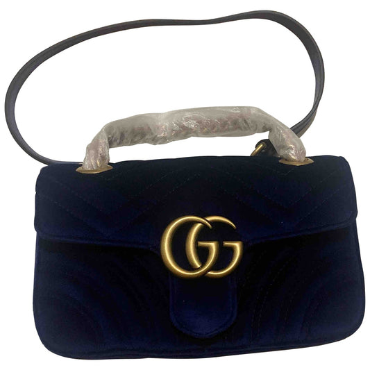 Gucci marmont blue velvet handbag