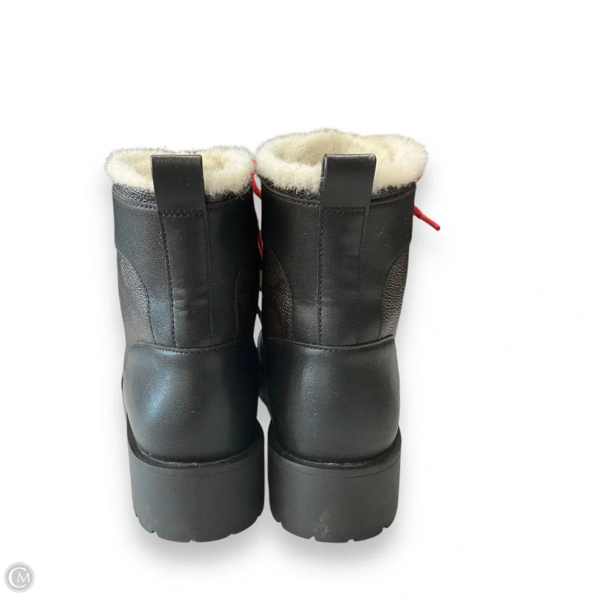 Boots Designer By Coach In Black & Brown, Size: 9.5