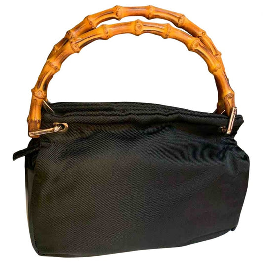 Gucci bamboo black cloth handbag